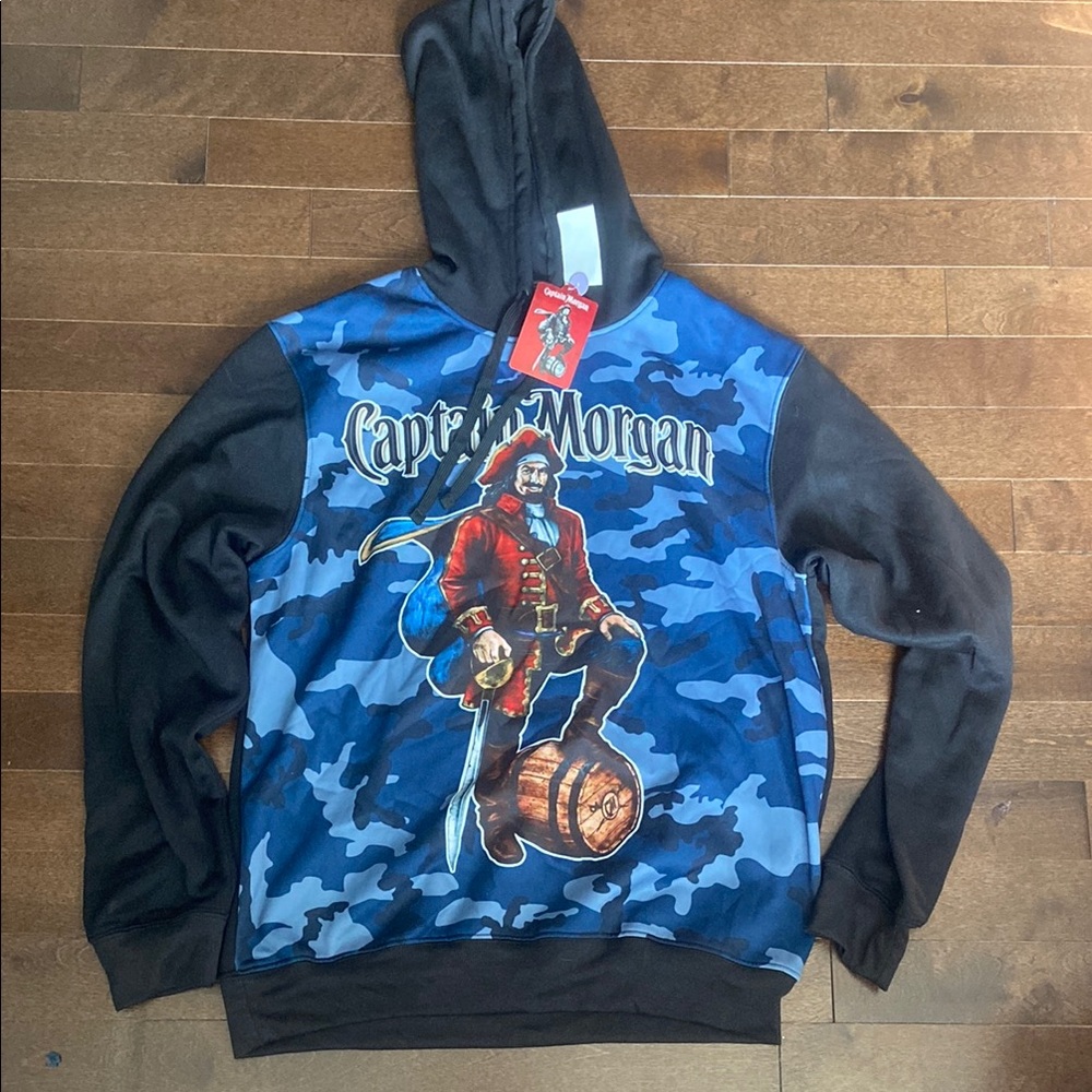 Blue and Black Men's Hoodie